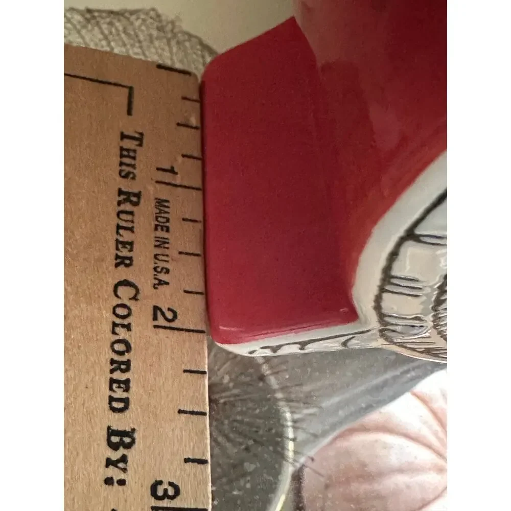 Anthropologie Tick Tock Clock MOLLY HATCH Red Ceramic, White Face